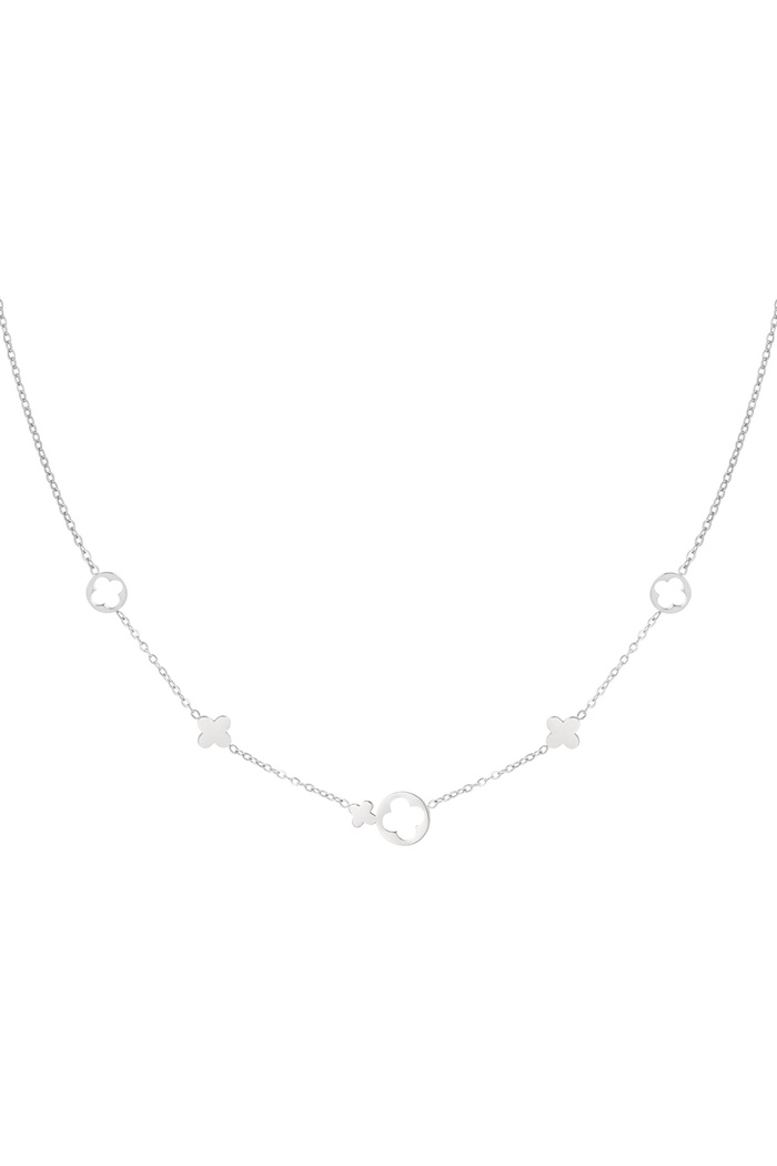 Halskette mit Kleeblatt-Anhängern – Silber 