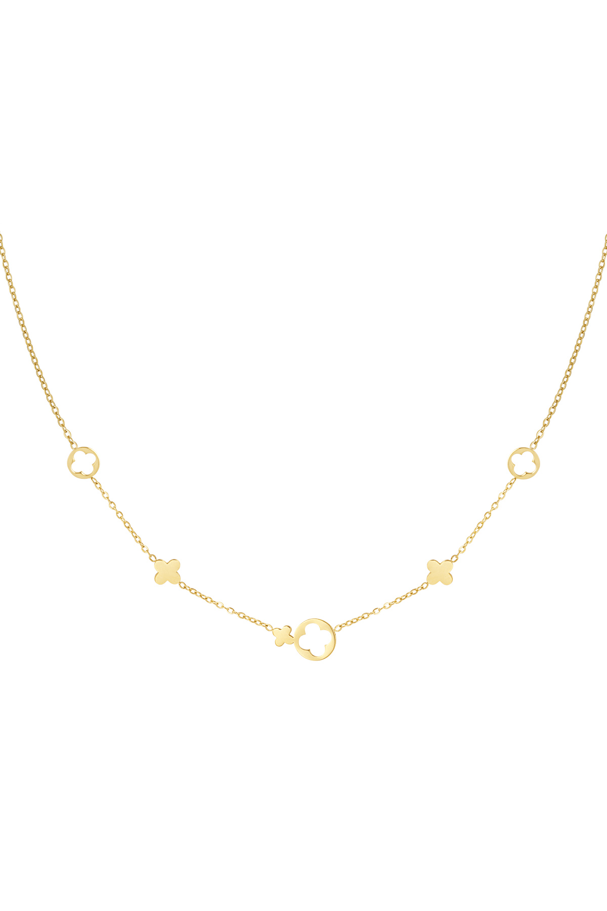 Halskette mit Kleeblatt-Anhängern – Gold
