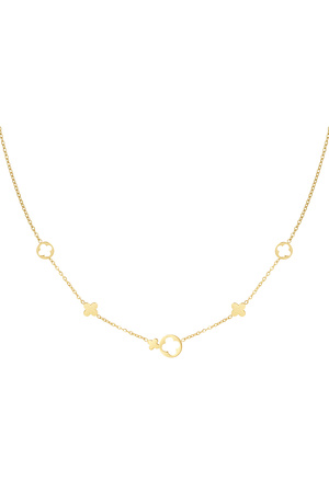 Halskette mit Kleeblatt-Anhängern – Gold h5 