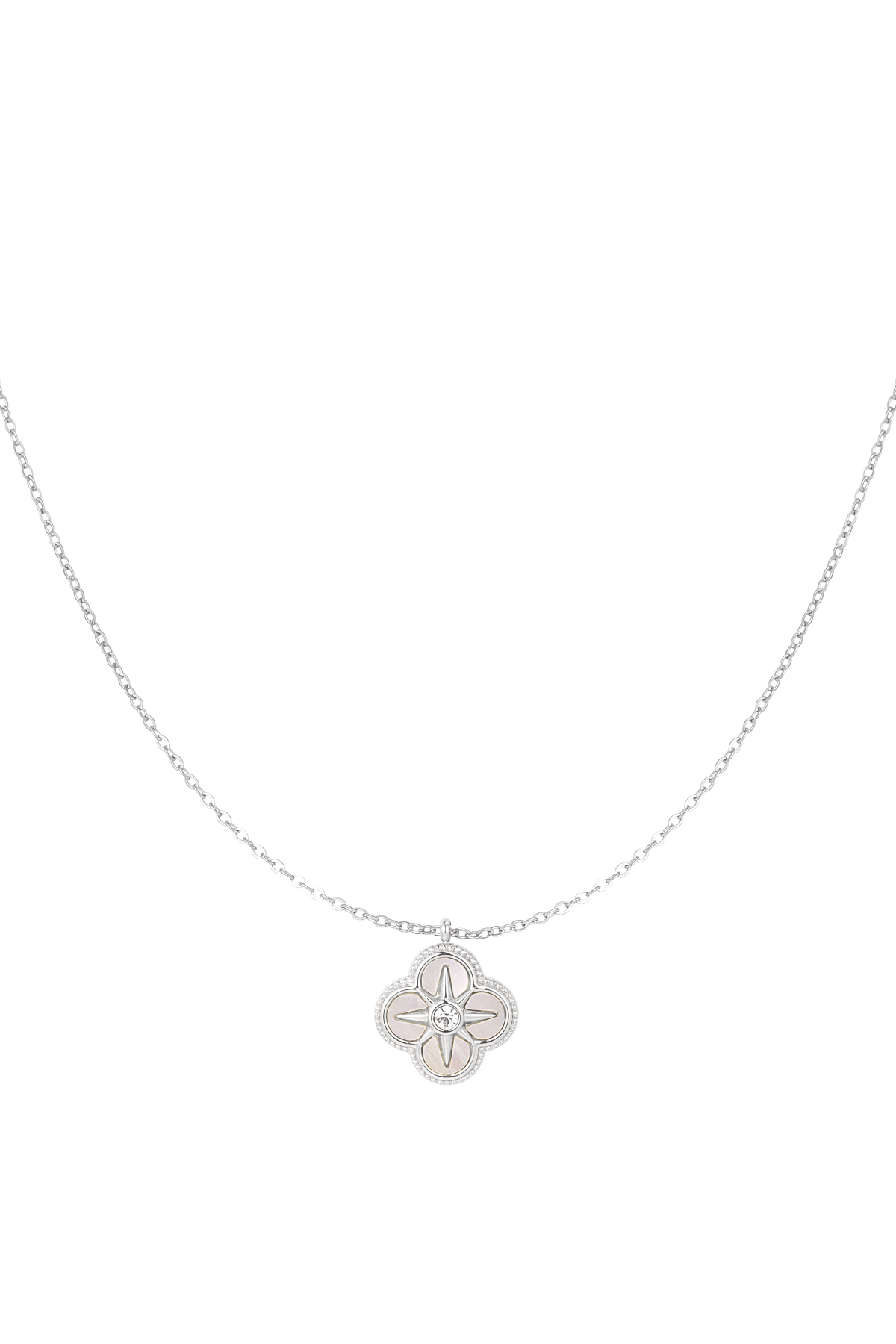 Necklace with flower and star - silver h5 