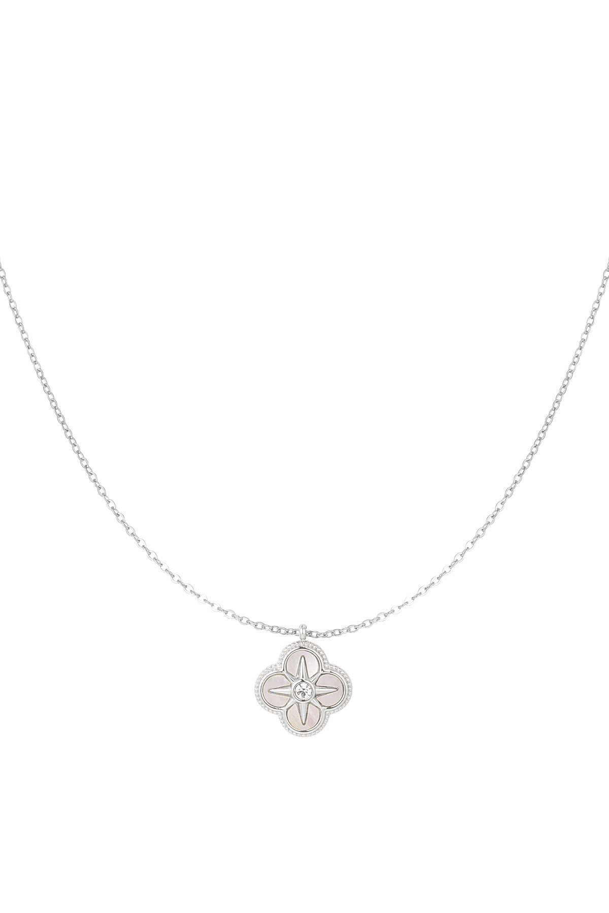 Halskette mit Blume und Stern - Silber 