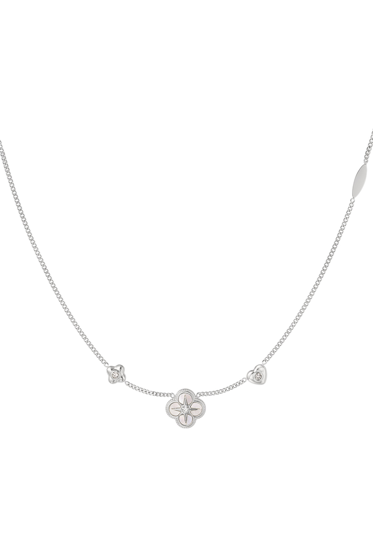 Necklace 3 clovers - silver h5 