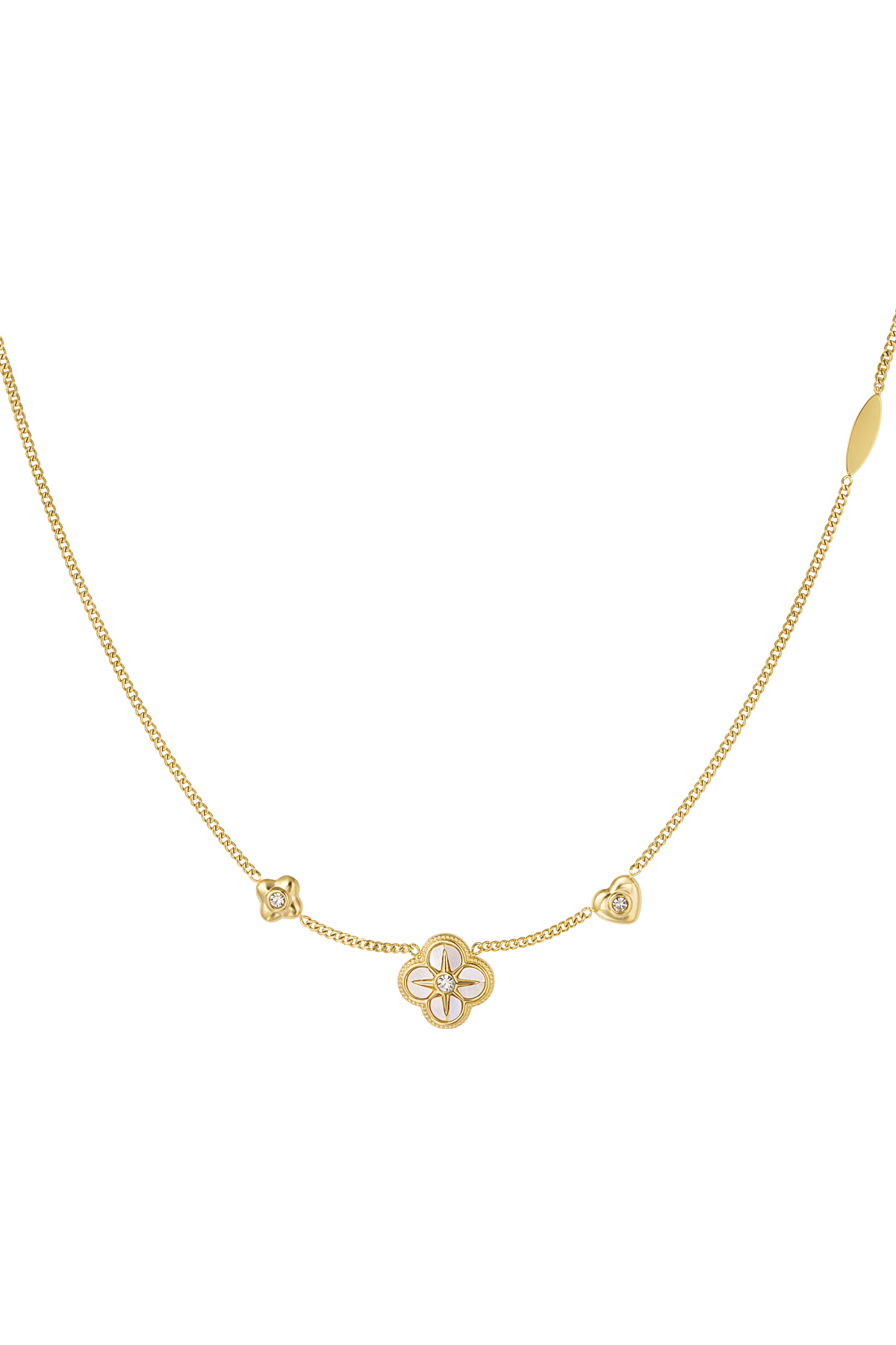 Necklace 3 clovers - gold h5 