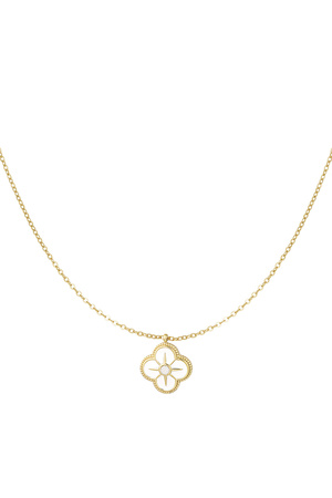 Necklace clover enamel - gold/white h5 