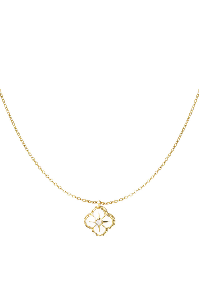 Necklace clover enamel - gold/white 