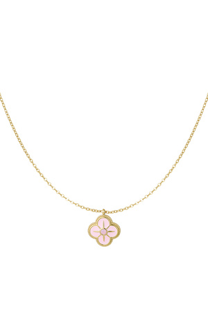 Necklace clover enamel - gold/pink h5 