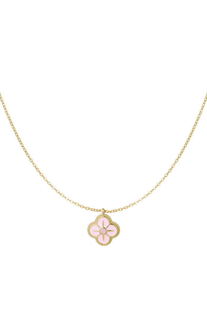 Necklace clover enamel - gold/pink 