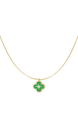Necklace clover enamel - gold/green h5 