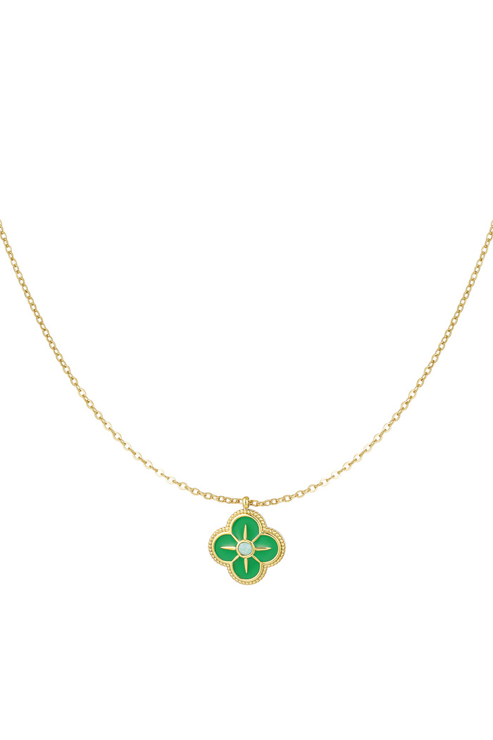 Necklace clover enamel - gold/green 