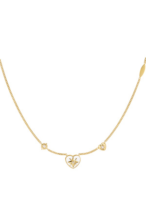 Halskette Herz mit Steinen - Gold/Weiß h5 