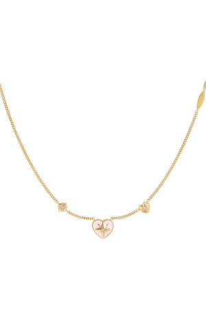 Necklace heart with stones - gold/pink h5 