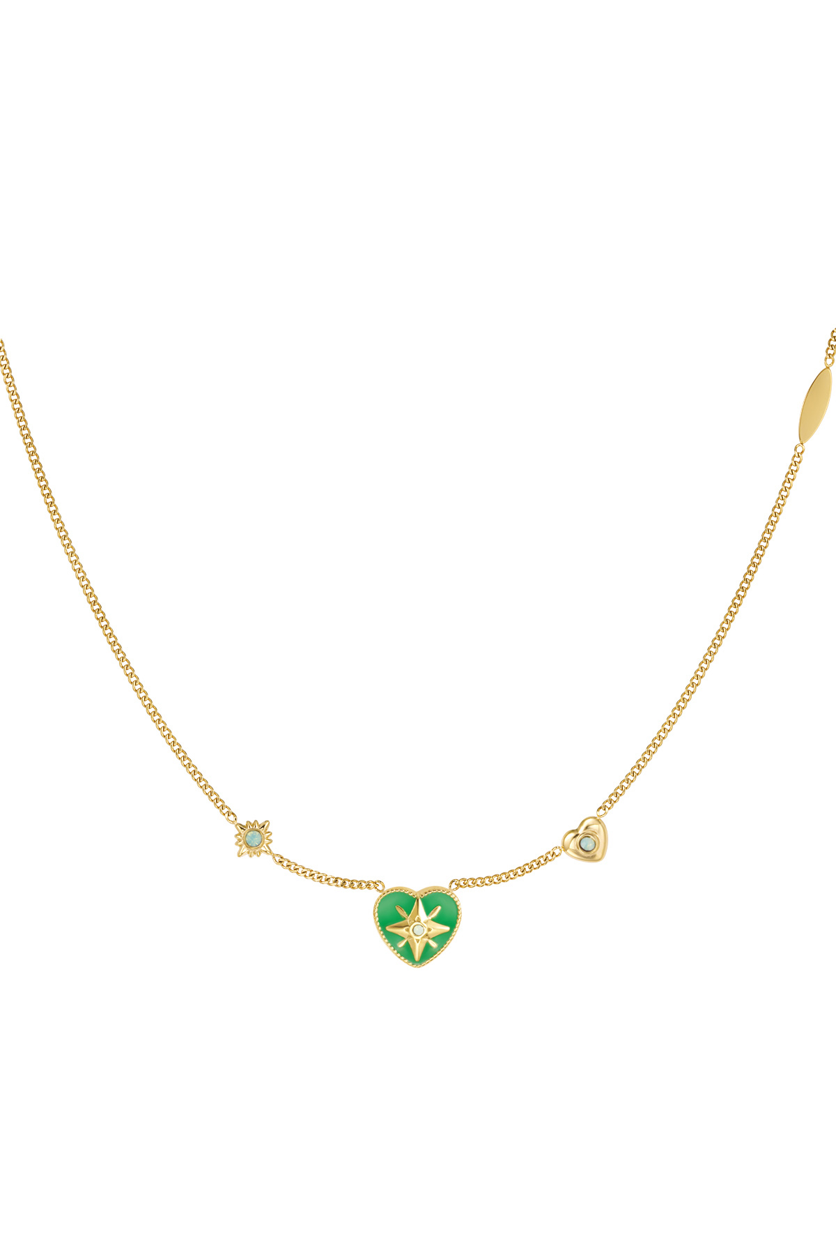 Collana cuore con pietre - oro/verde