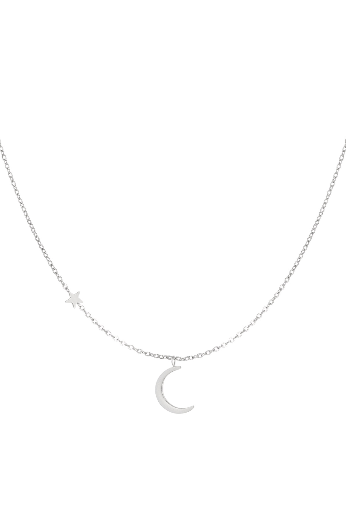 Necklace moon with star - silver Stainless Steel h5 