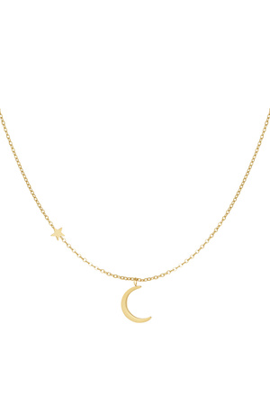 Necklace moon with star - gold h5 