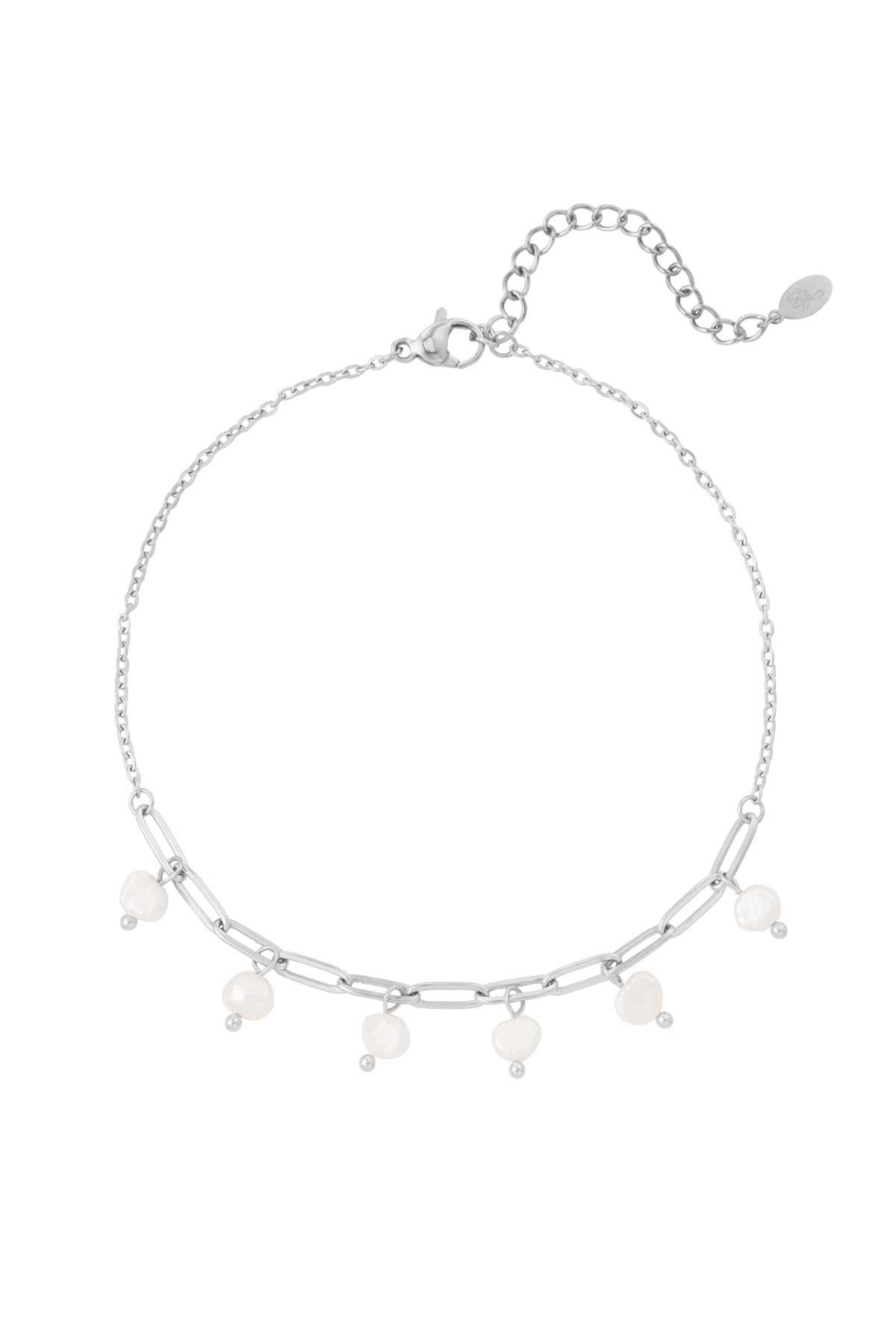 Anklet link with pearls - silver 
