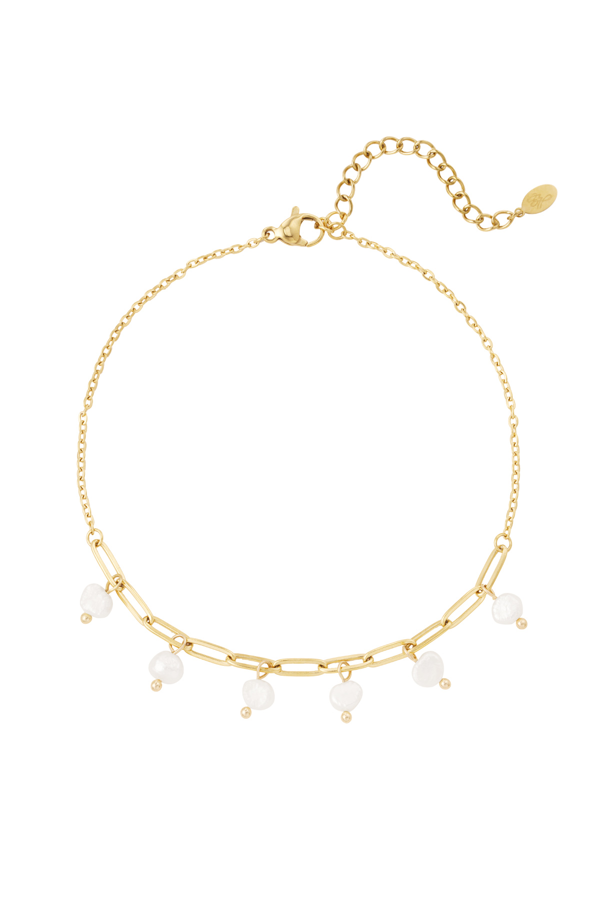 Anklet links with pearls - gold 