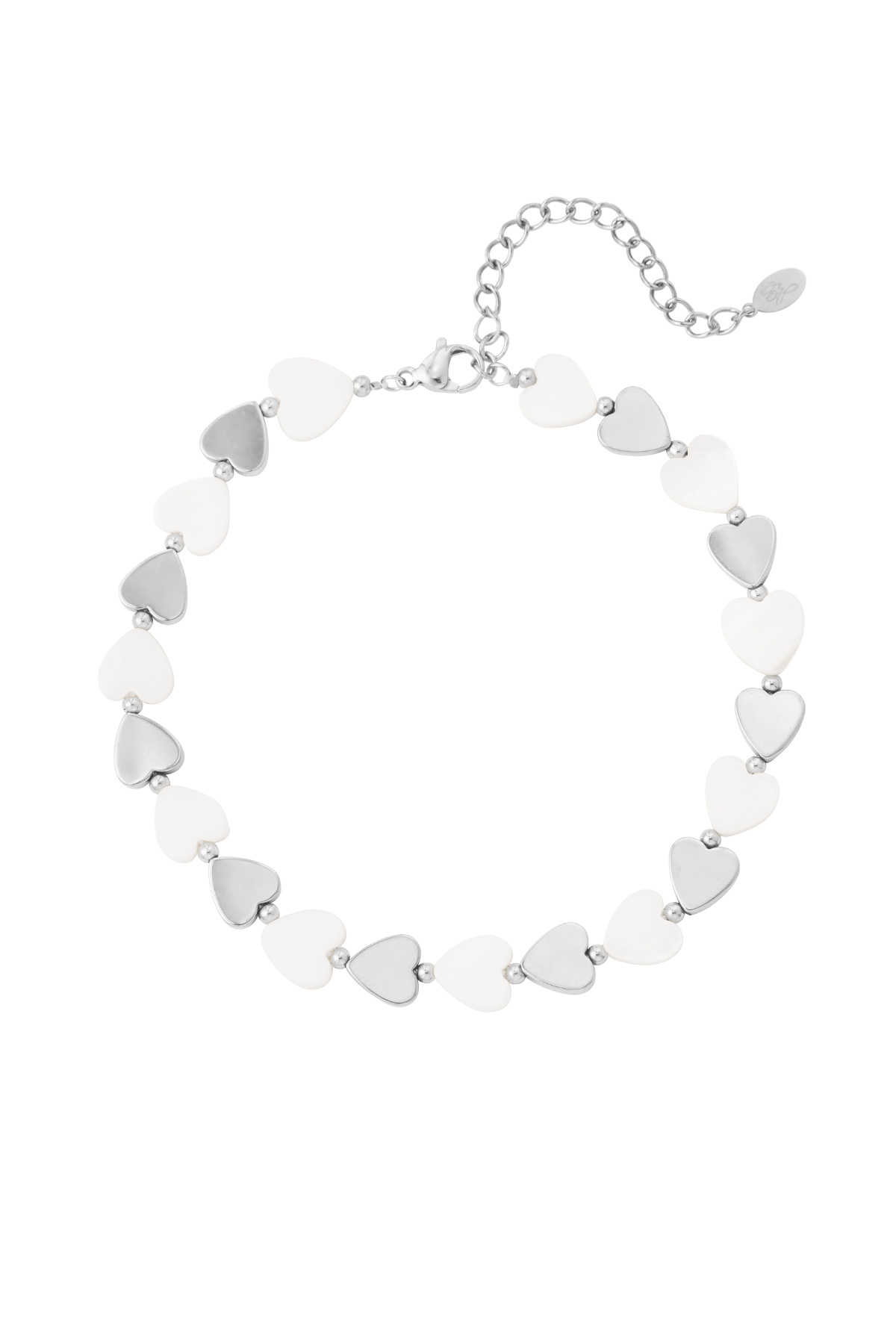 Anklet hearts white - silver