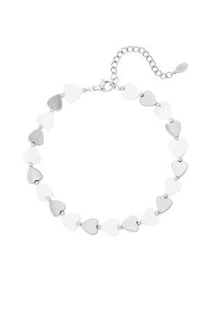 Bracelet de cheville coeurs blanc - argent h5 