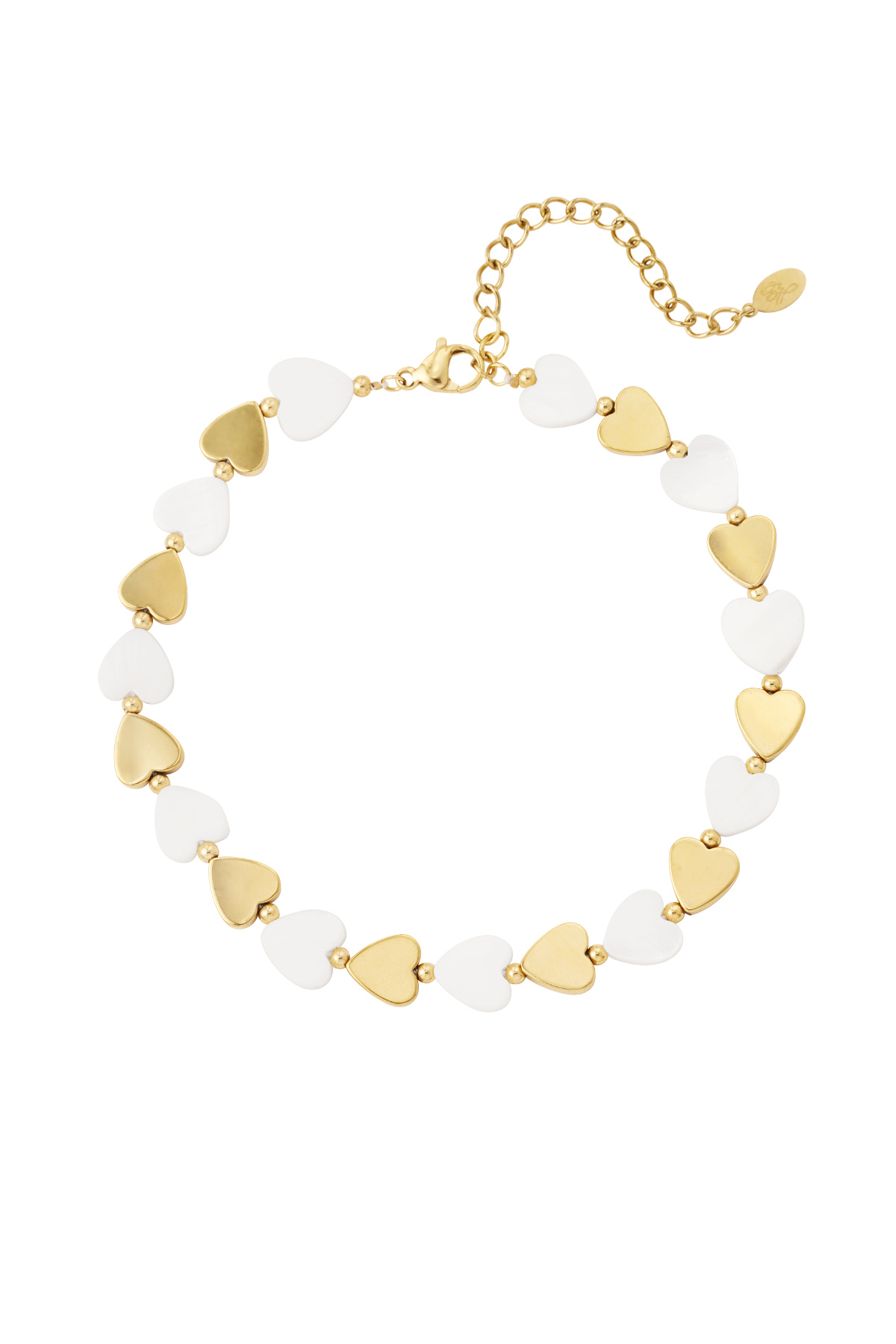 Chaîne de cheville coeurs blanc - or