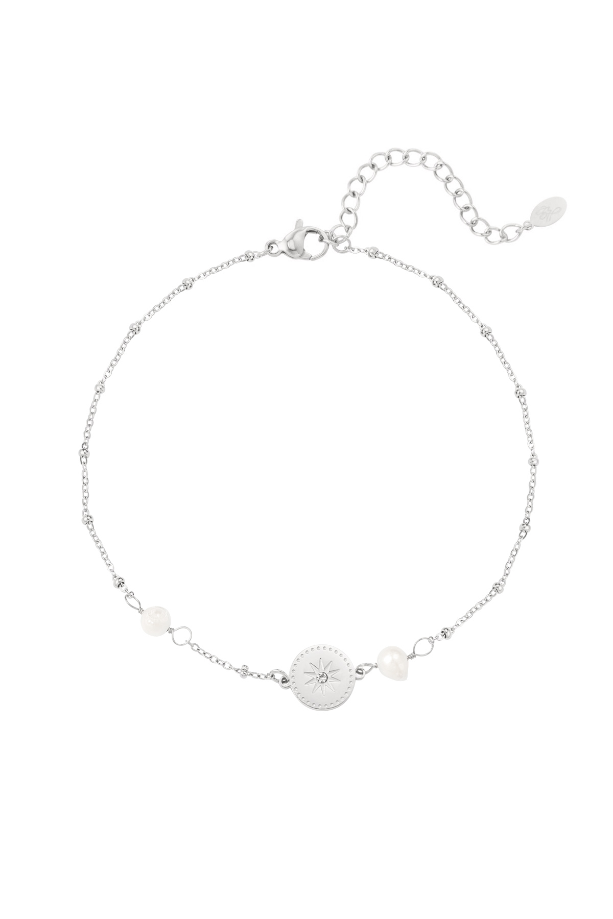 Anklet with charm and pearls - silver h5 