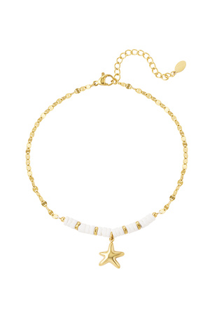 Bracelet de cheville perles et étoile de mer - doré h5 