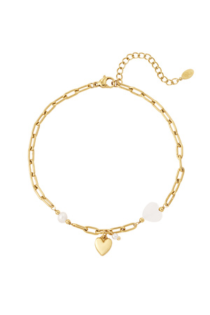 Bracelet de cheville coeurs et détail perle - doré h5 