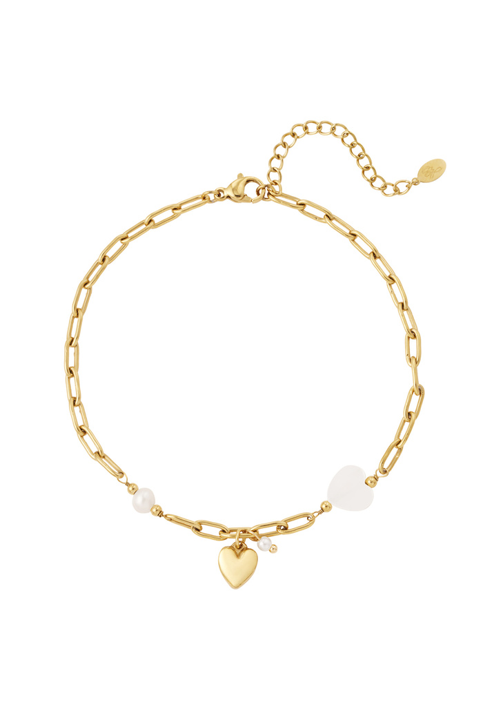 Anklet hearts and pearl detail - gold 