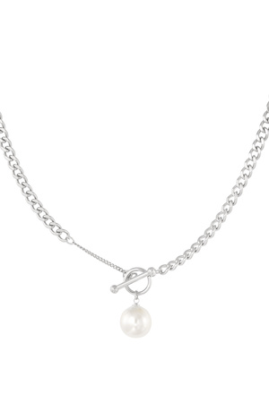 Gliederkette mit rundem Verschluss und Perle – Silber h5 