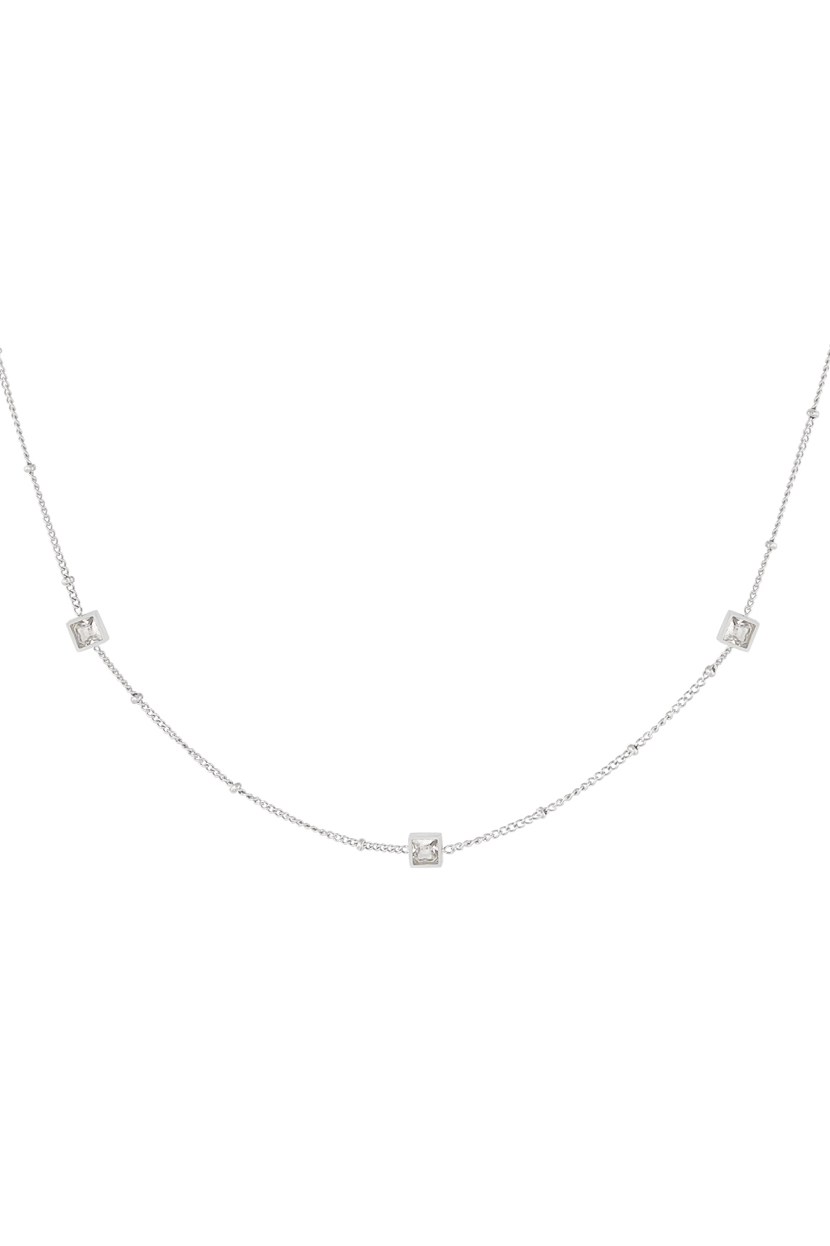 Halskette mit quadratischen Steinen – Silber