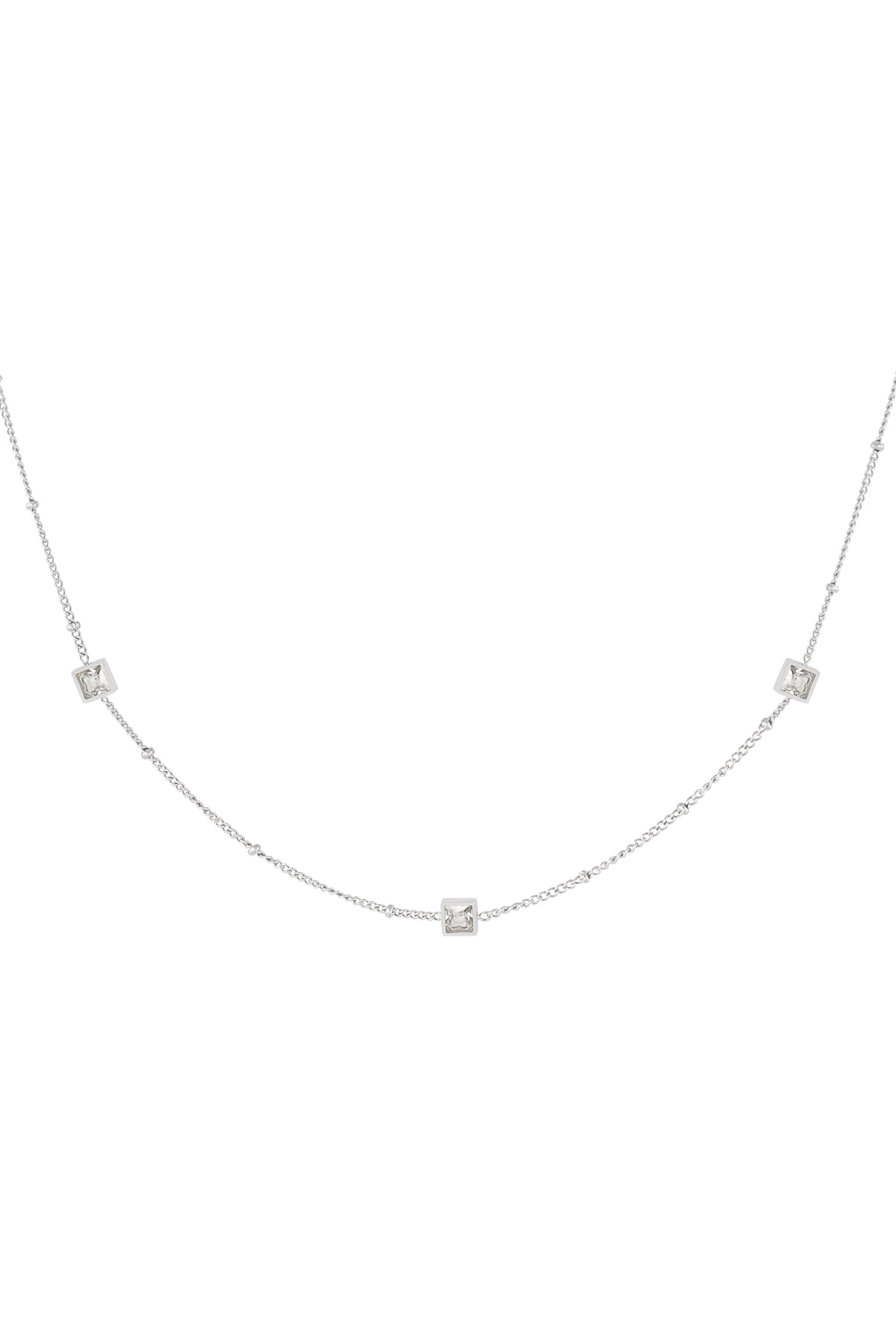 Necklace square stones - silver h5 