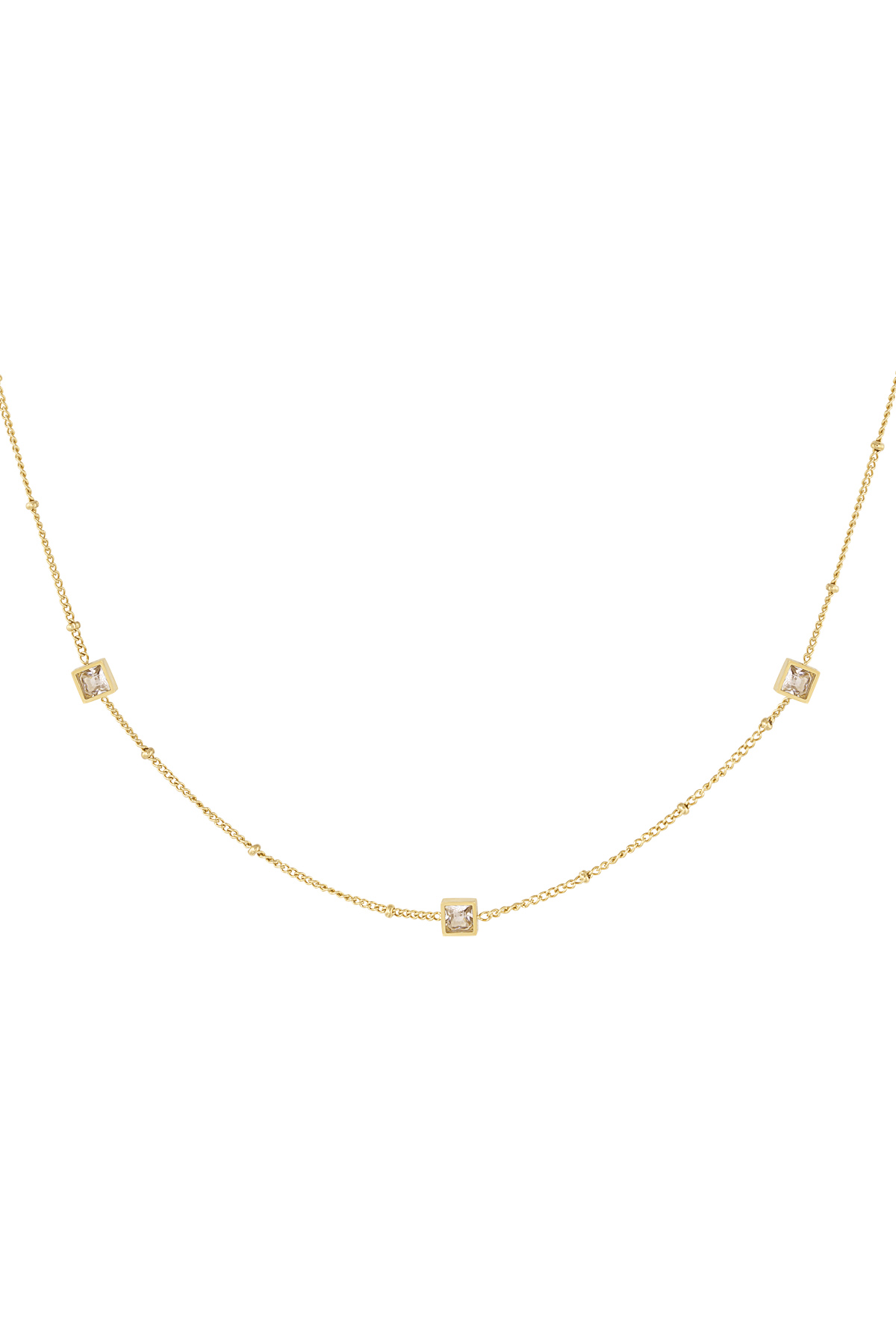 Halskette mit quadratischen Steinen – Gold