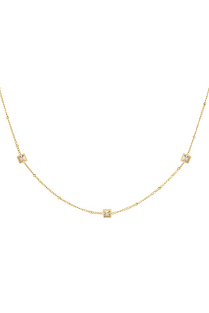 Halskette mit quadratischen Steinen – Gold h5 