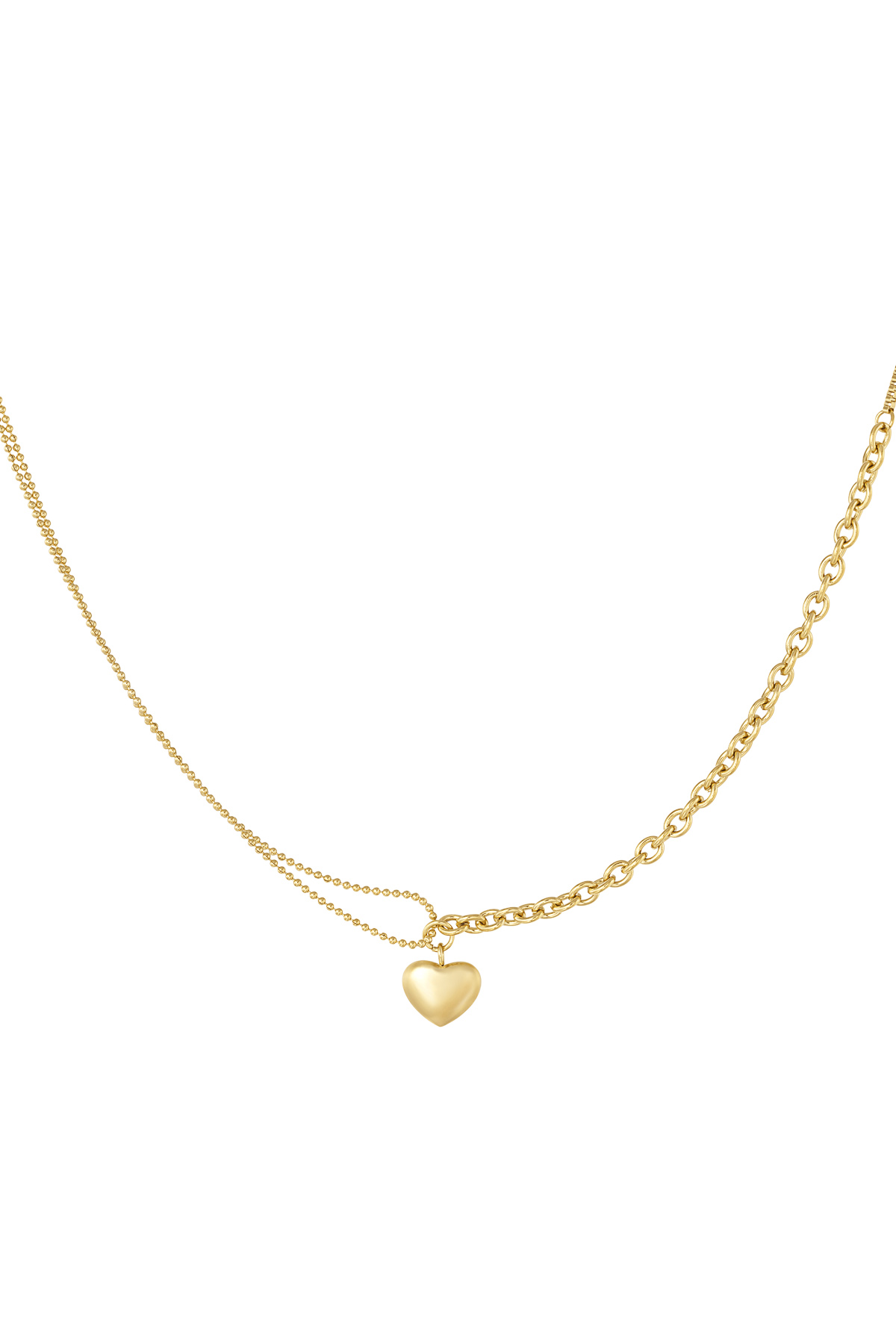 Halskette verschiedene Glieder mit Herz - Gold