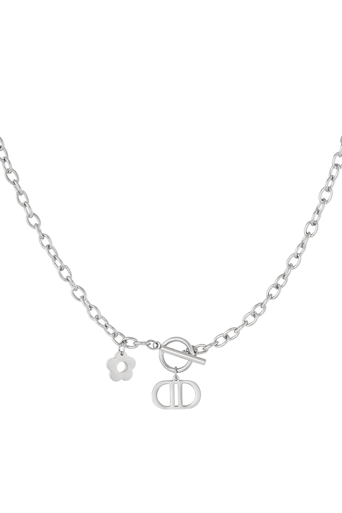 Link chain the good life with flower - silver h5 