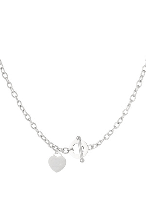 Link chain heart with round lock - silver h5 