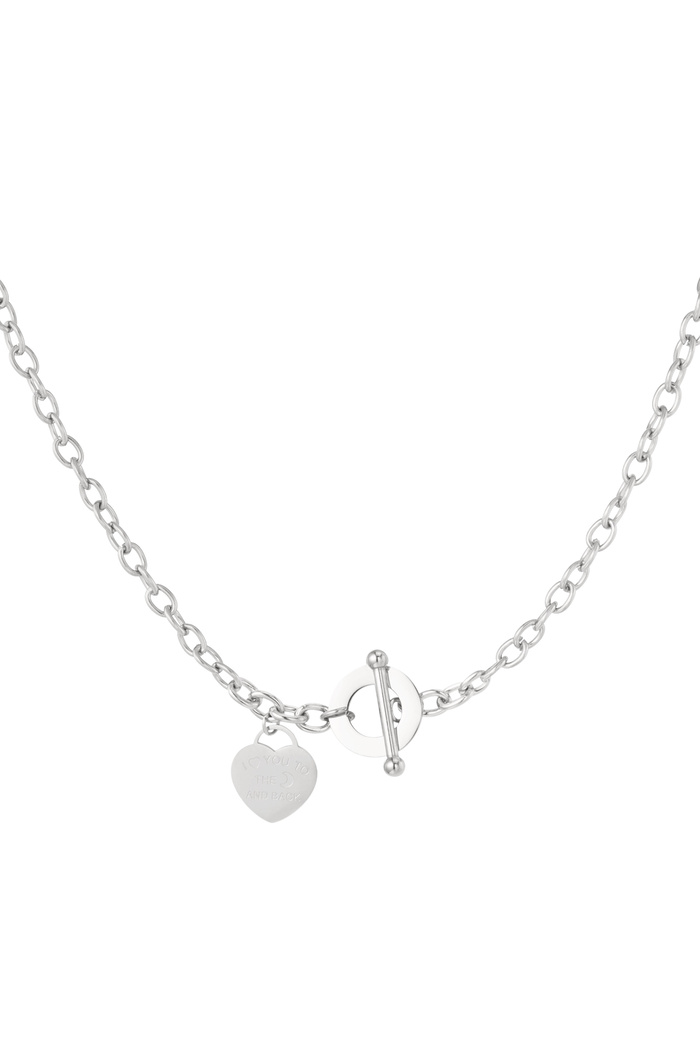 Link chain heart with round lock - silver 
