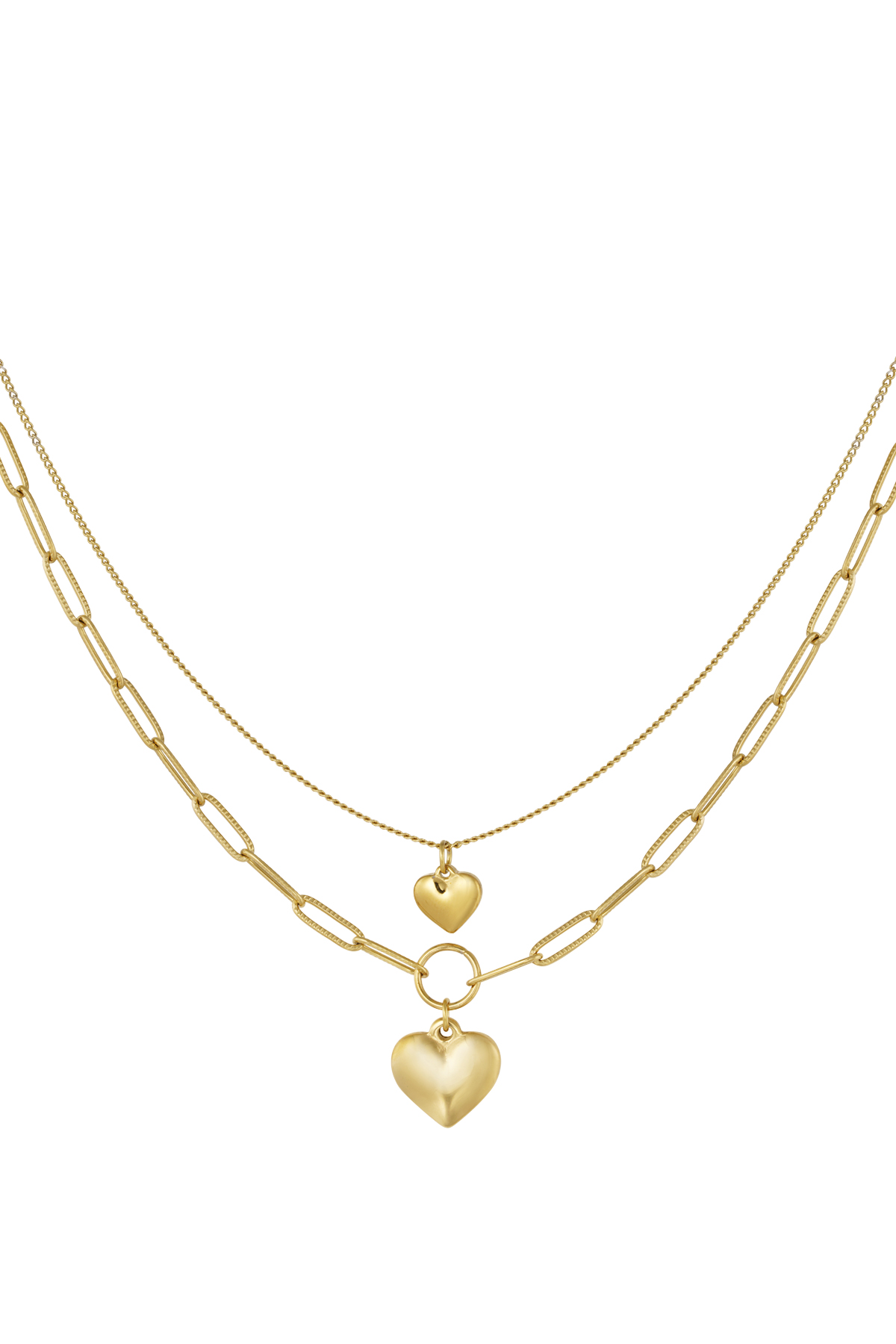 Double link chain with hearts - Gold color 2