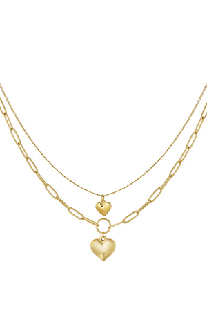 Cadena de doble eslabón con corazones - oro h5 