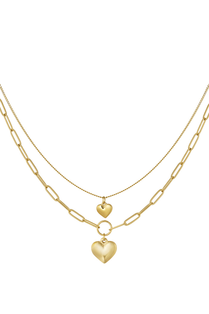 Double link chain with hearts - gold 