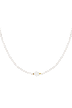 Necklace white beads - white/gold h5 