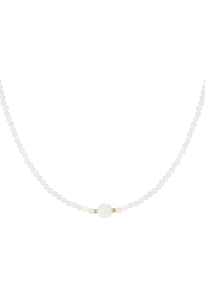 Necklace white beads - white/gold 