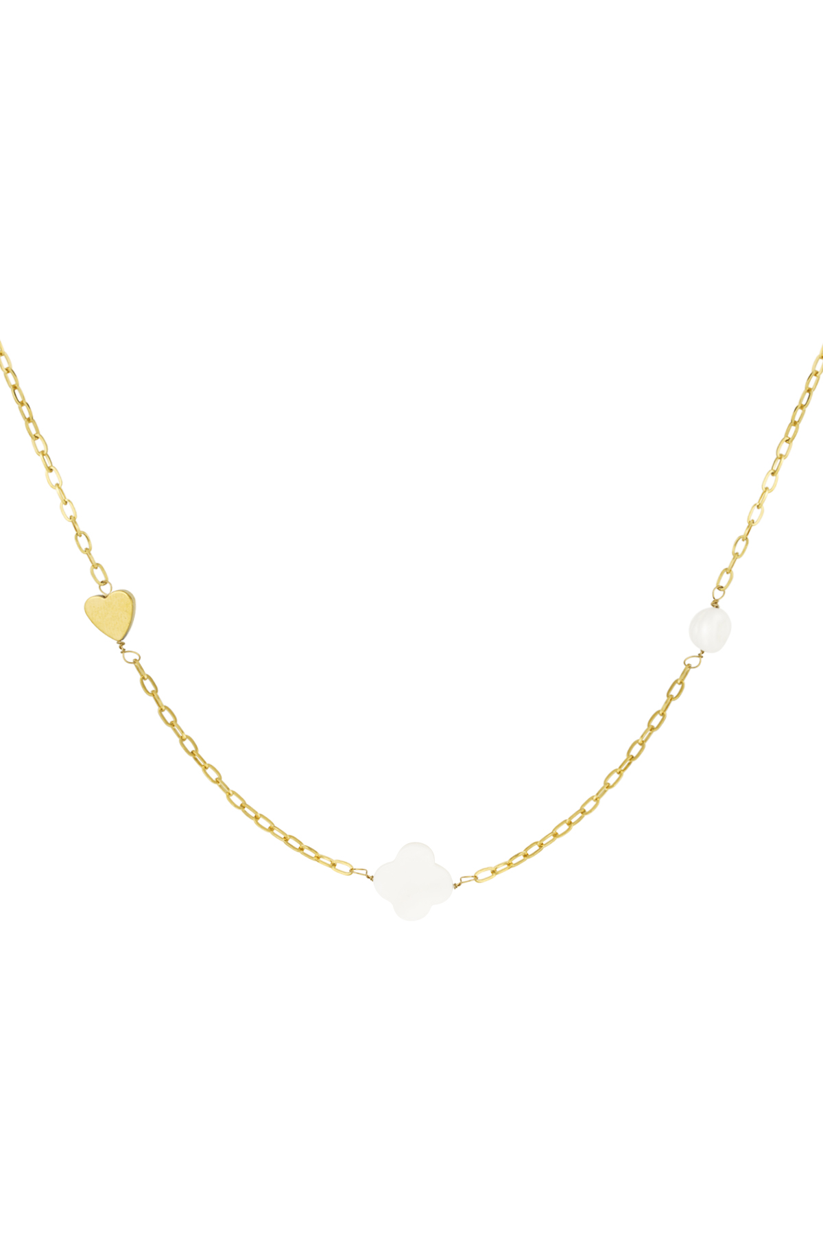 Necklace heart clover shell - gold h5 