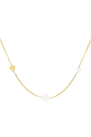 Necklace heart clover shell - gold h5 