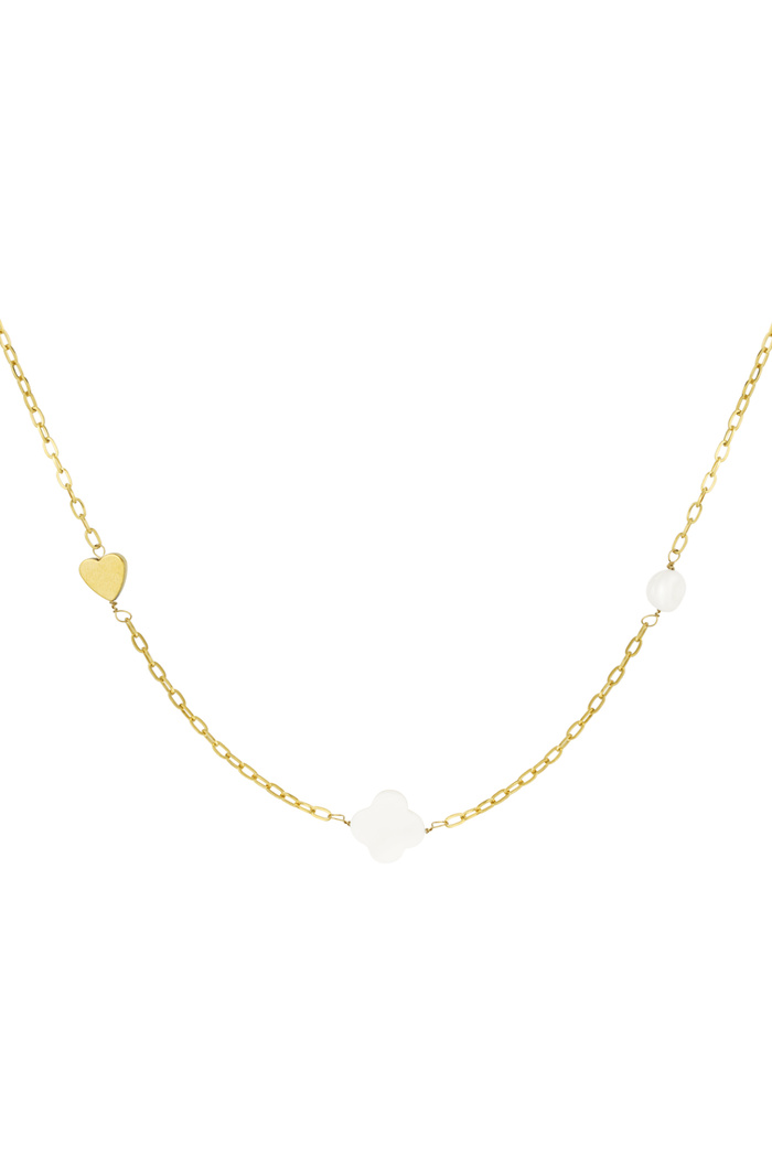 Necklace heart clover shell - gold 