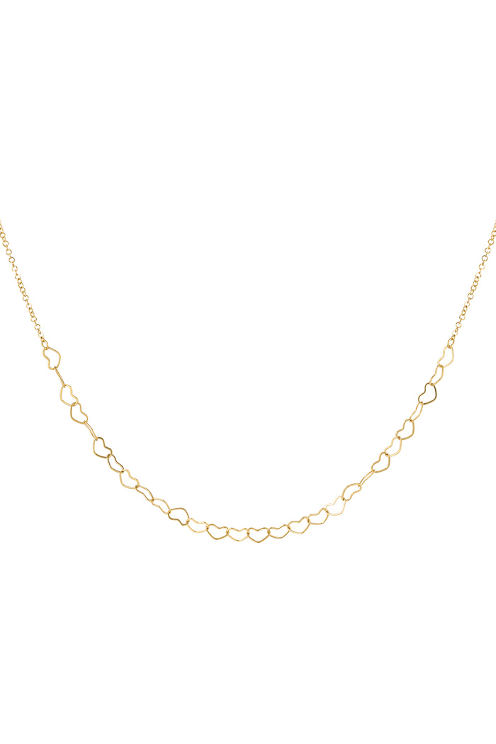 Necklace linked hearts - gold 