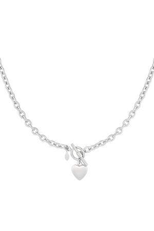 Link chain round closure with heart - silver h5 