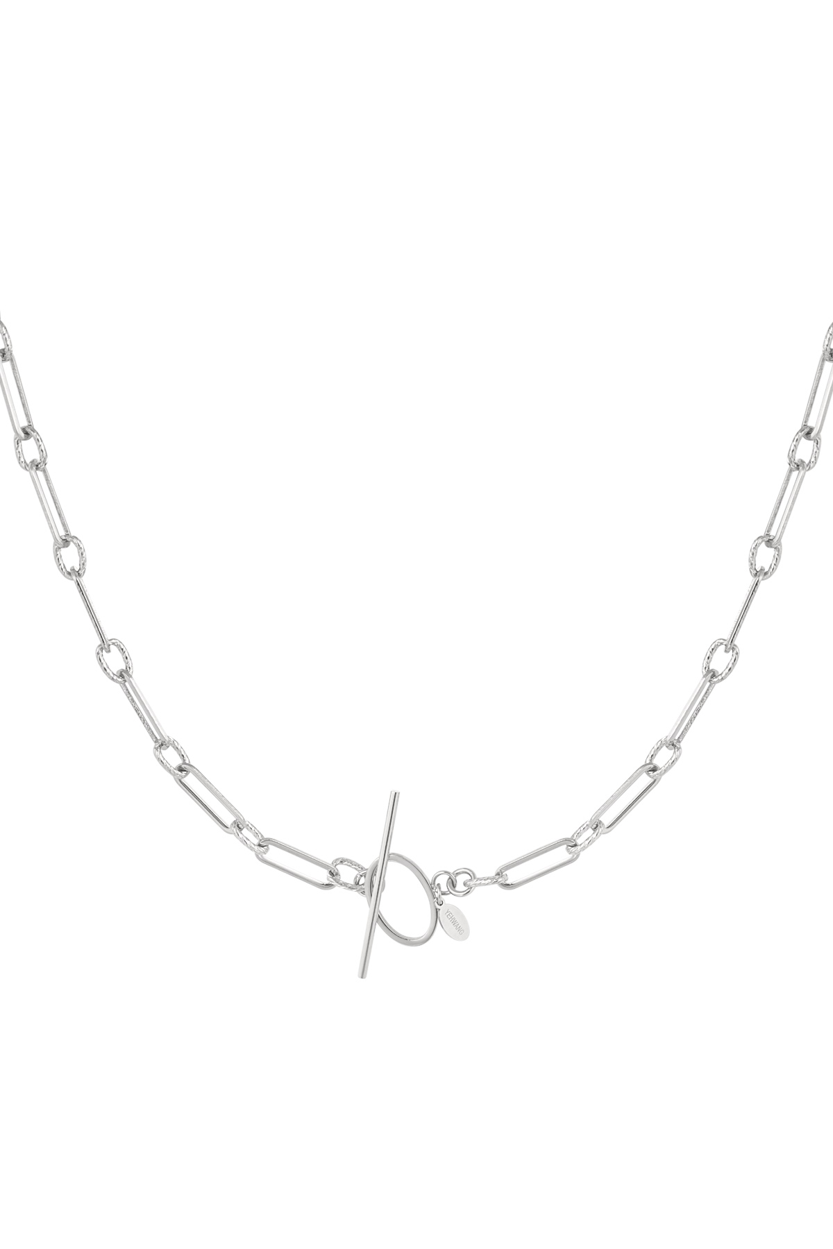 Link chain thin with round closure - silver