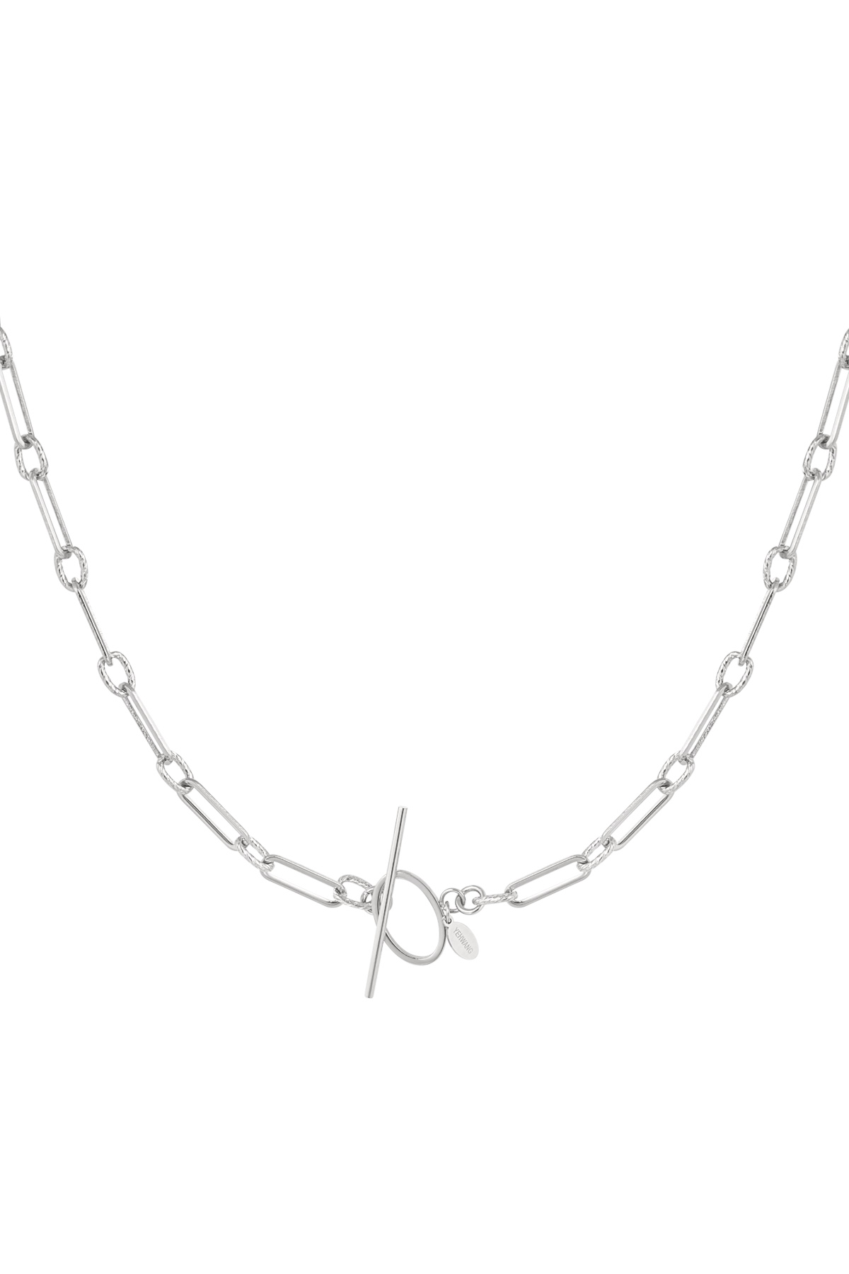 Link chain thin with round closure - Silver Color color