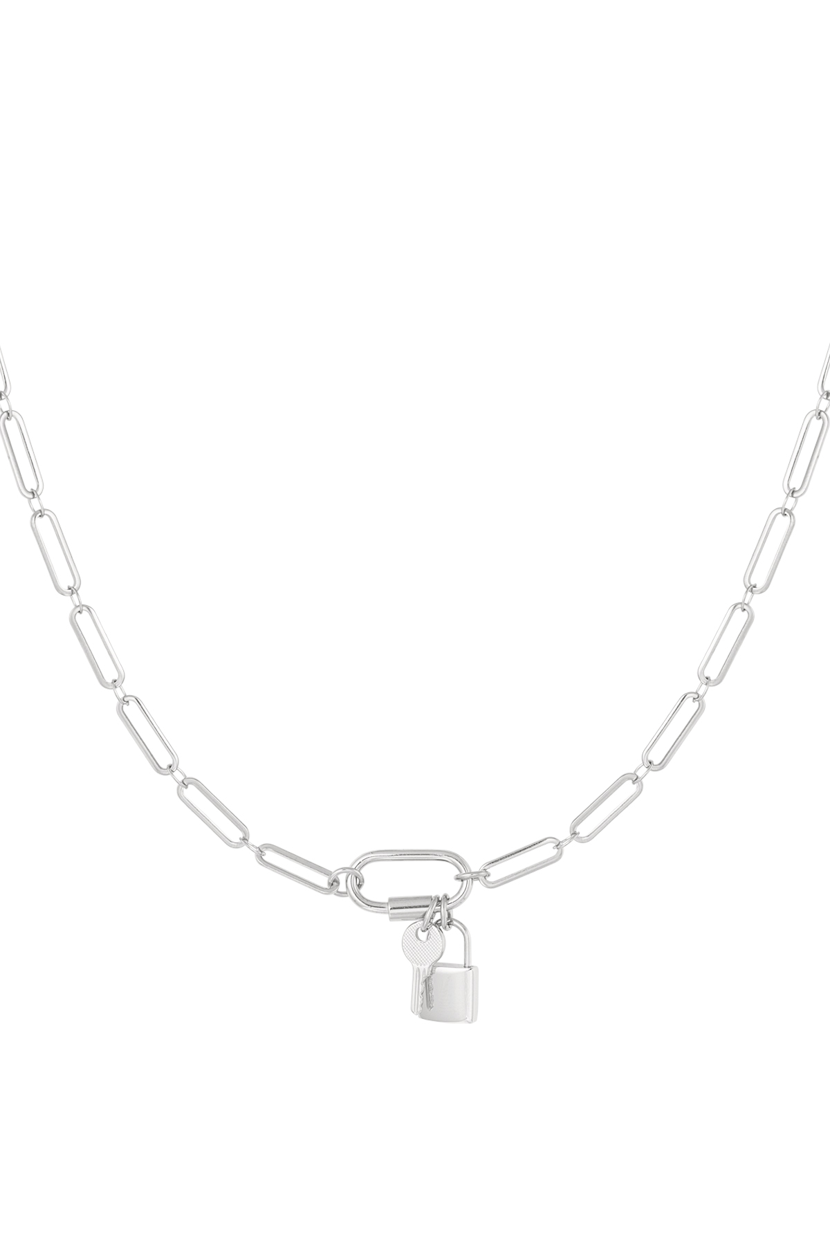 Chain links with lock and key - Silver Color color 2