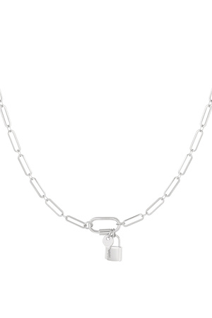 Chain links with lock and key - silver h5 